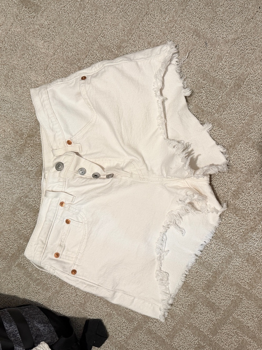 White Levis High-Waist Denim Shorts